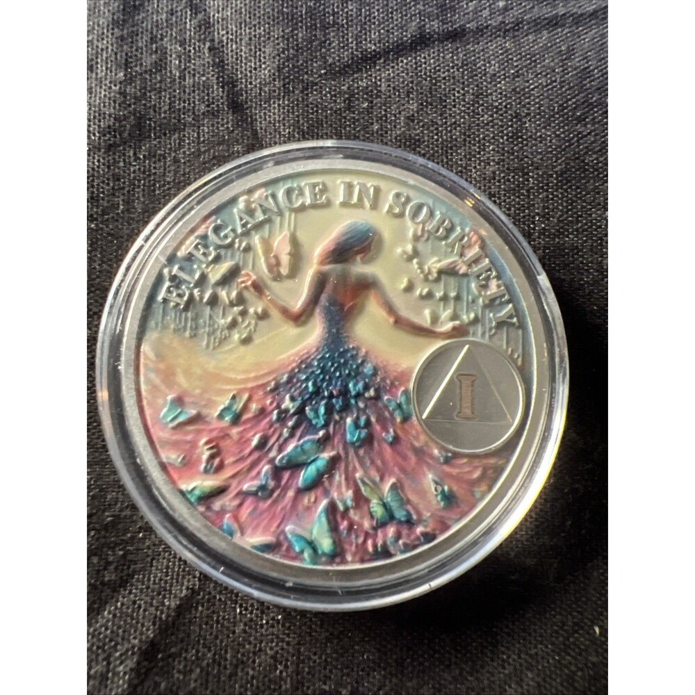 Unique Beauty 1 Year Lady Sobriety Coin AA Chips Medallion Sober Recovery NA